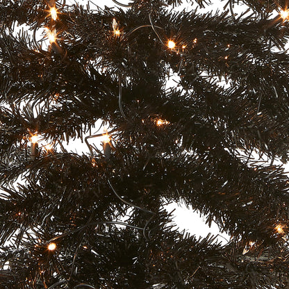 National Tree Company Pre-Lit Artificial Christmas Tree, Black Tinsel, White Lights, Includes Stand, 4 feet