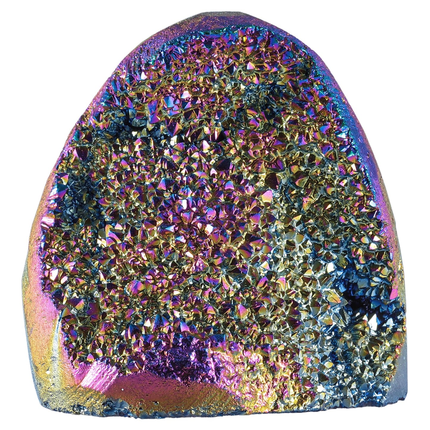 TUMBEELLUWA Angel Aura Quartz Crystal Cluster Geode, Rainbow Titanium Coated Crystals and Healing Stones for Home Decor, Meditation & Spiritual Growth