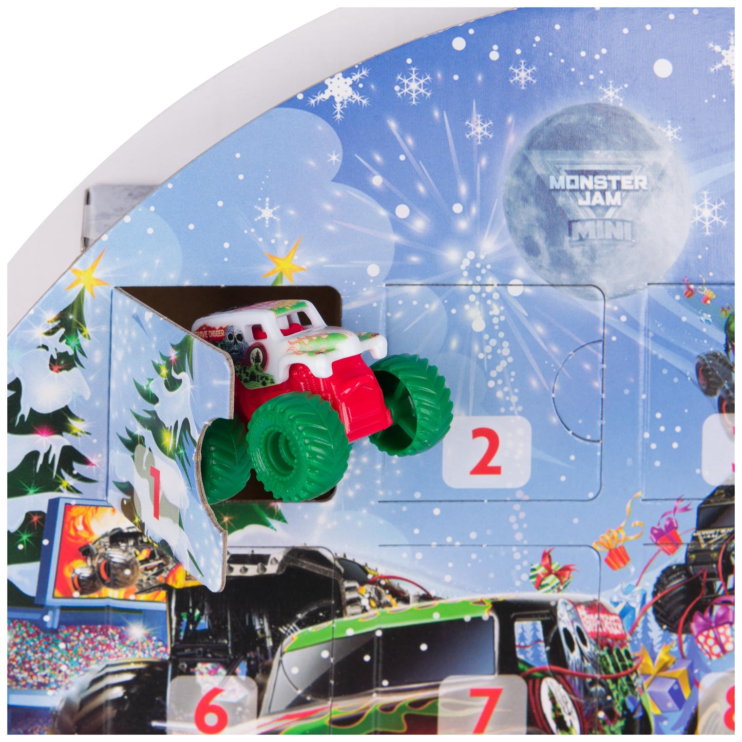 Monster Jam Mini Christmas Advent Calendar, 24 Days of Mini Monster Trucks and Accessories, 1:87 Scale, Kids’ Toys for Boys and Girls Ages 3 and up