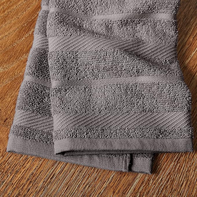 KitchenAid Albany Kitchen Towel 8-Pack Set, Charcoal Grey/White