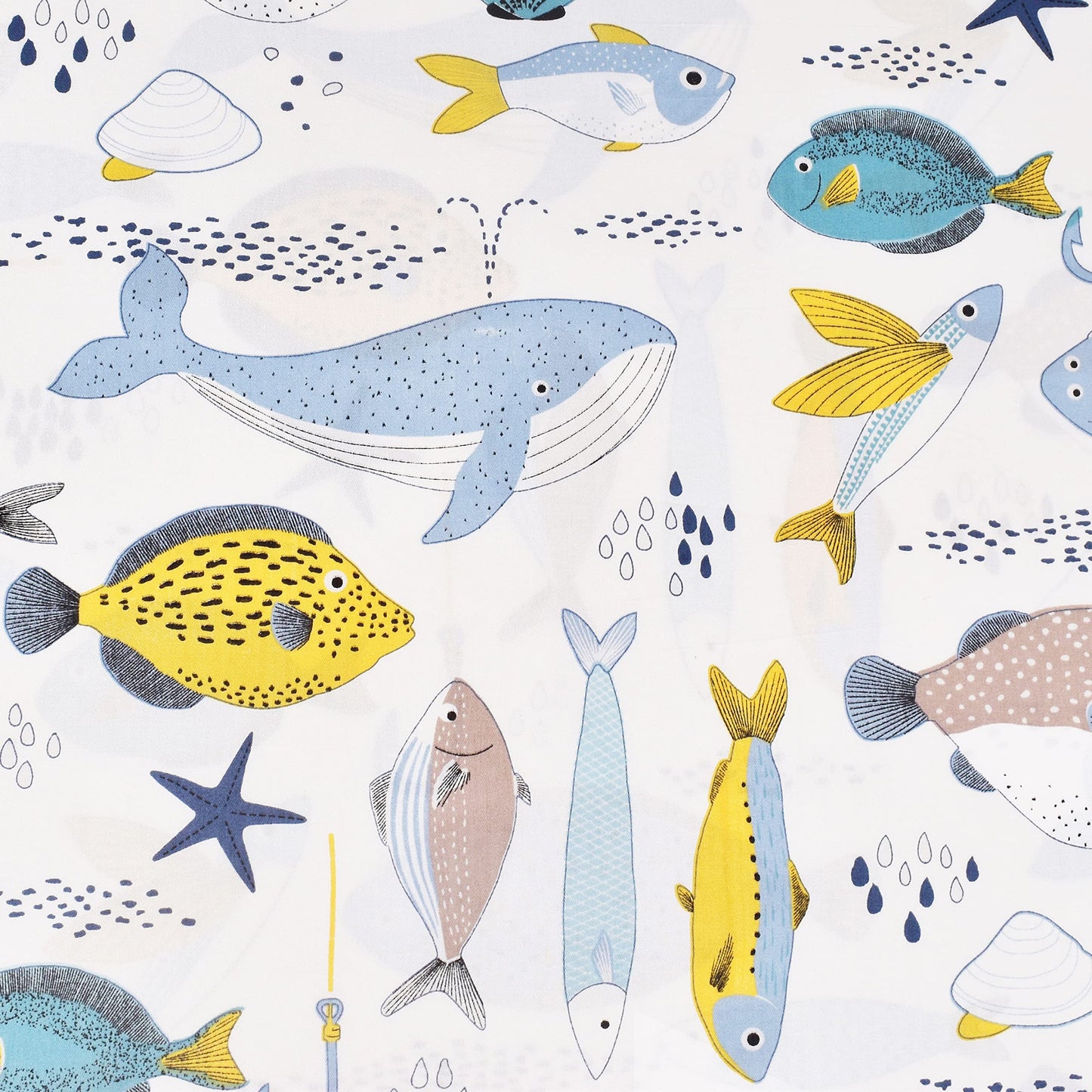 J-pinno Many Fish Sardine Pufferfish Flatfish Whale Ocean Sea Cartoon Twin Sheet Set for Kids Girls Boys Children 100% Cotton Flat Sheet + Fitted Sheet + Pillowcase Bedding Decoration Gift Set