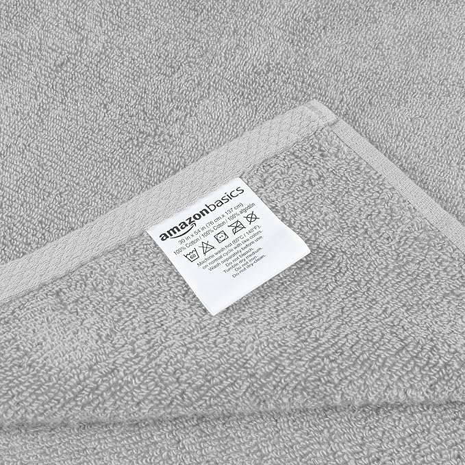 Amazon Basics 2 Piece Quick-Dry Oversize Bath Towel, 100% Cotton