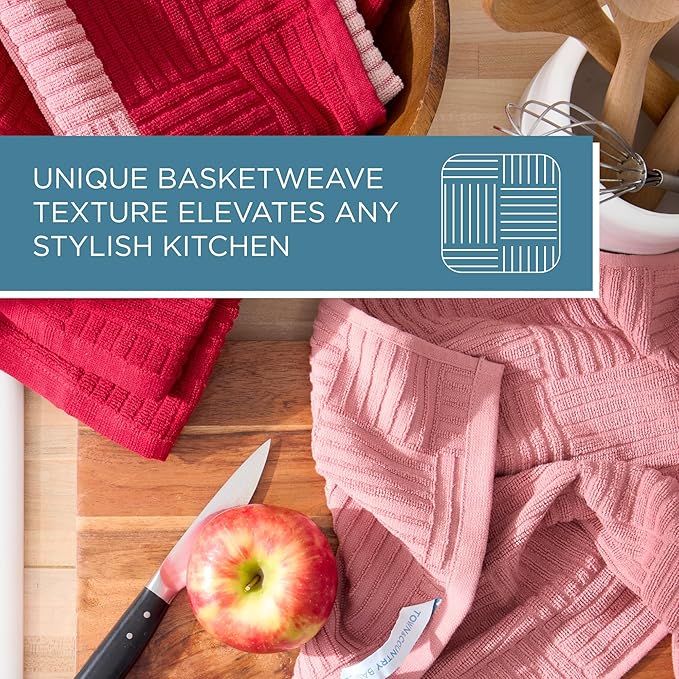 Town & Country Basics Basketweave Antimicrobial Terrycloth Kitchen Towel 4-Pack