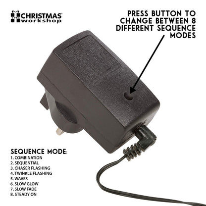 The Christmas Workshop 71760 720 Warm White LED Chaser Cluster Christmas Lights / Indoor and Outdoor Fairy Lights / 10.4 Metres Long / 8 Light Modes / Christmas, Weddings, Gardens & More