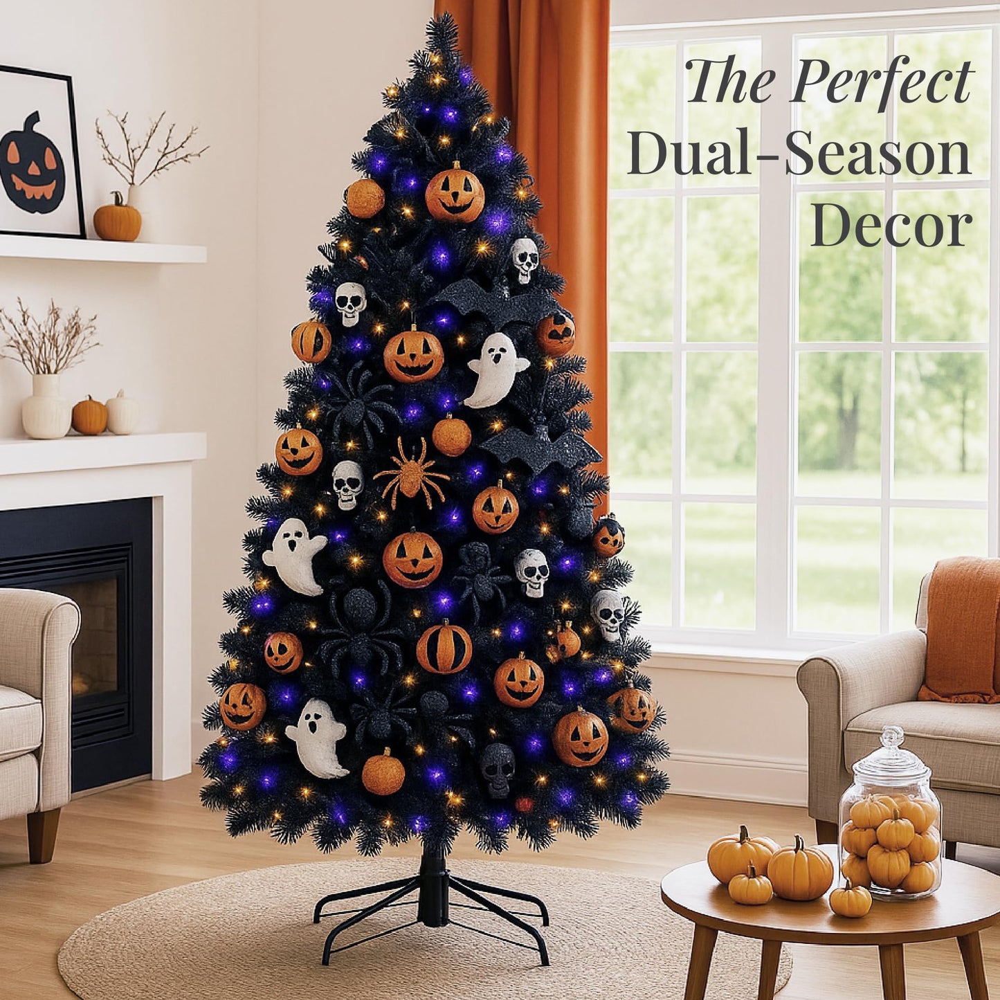 Best Choice Products 6ft Artificial Full Black Christmas Tree Seasonal Holiday Decoration for Home, Office, Party Decoration w/ 947 PVC Branch Tips, Metal Hinges, Foldable Base