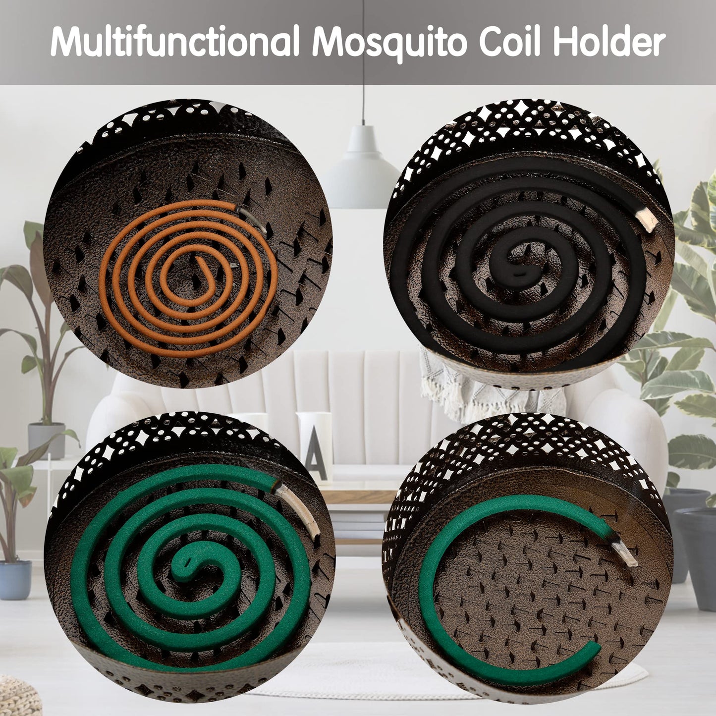 MyLifeUNIT Mosquito Coil Holder, Retro Portable Mosquito Incense Burner for Home and Camping (Bronze)