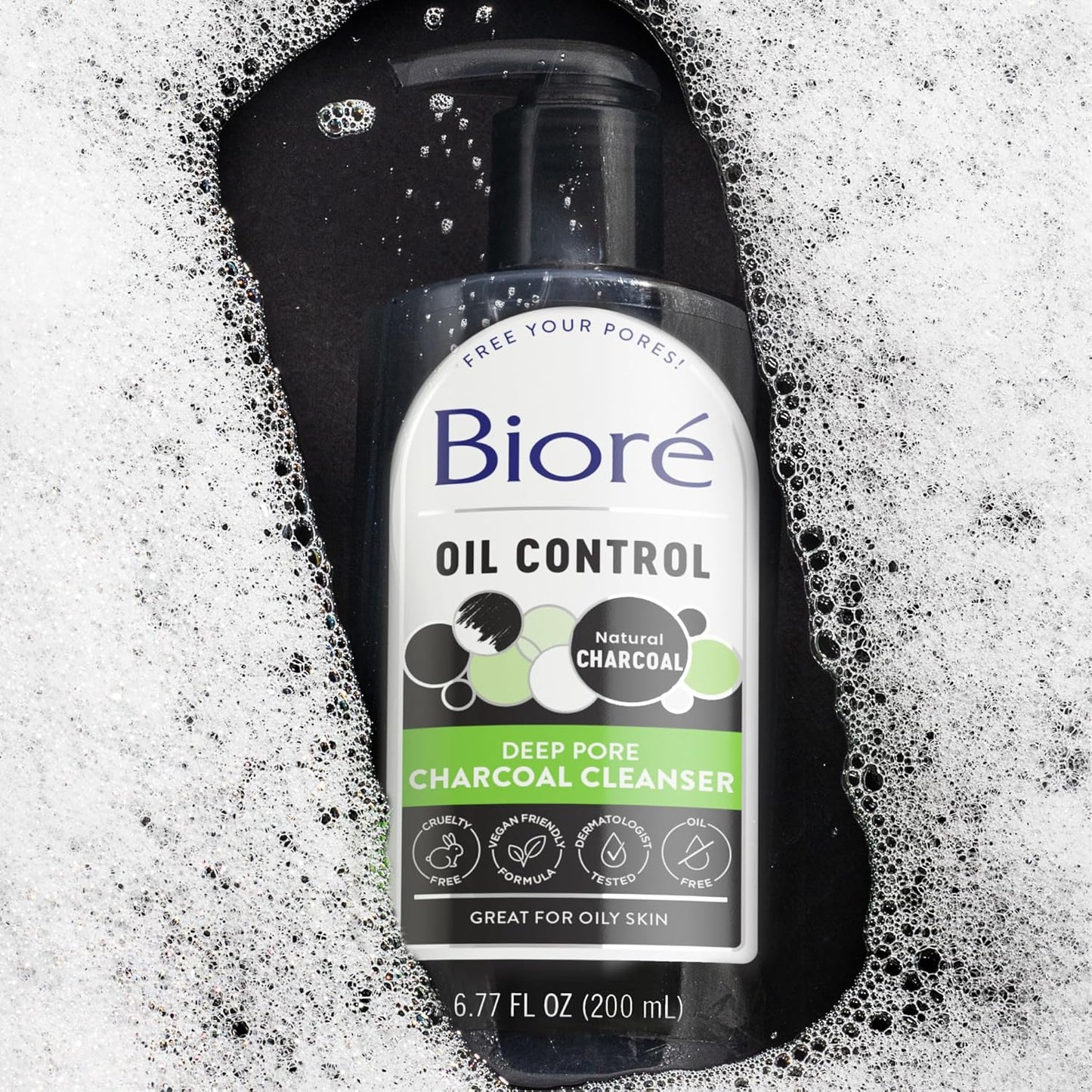 Biore Deep Pore Charcoal Face Wash, Daily Facial Cleanser for Dirt & Makeup Removal, for Oily Skin, 6.77 Oz