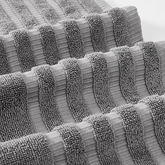 Modern Threads Oxford 6-Piece 100% Cotton Towel Set – Yarn Dyed Jacquard &