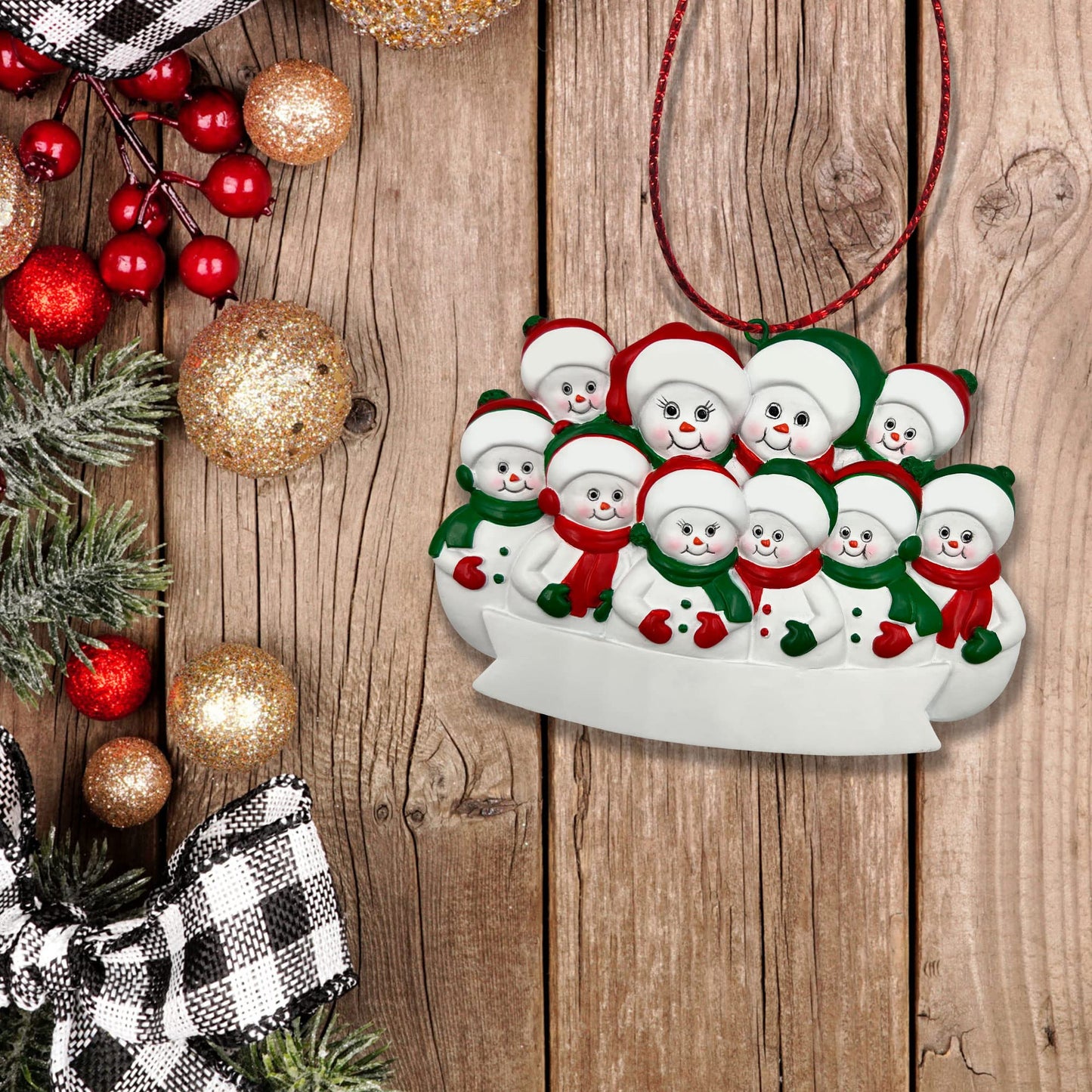 Family 10 Christmas Ornament Personalized, Family Ornament Snowman Ten