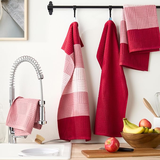 Town & Country Basics Basketweave Antimicrobial Terrycloth Kitchen Towel 4-Pack