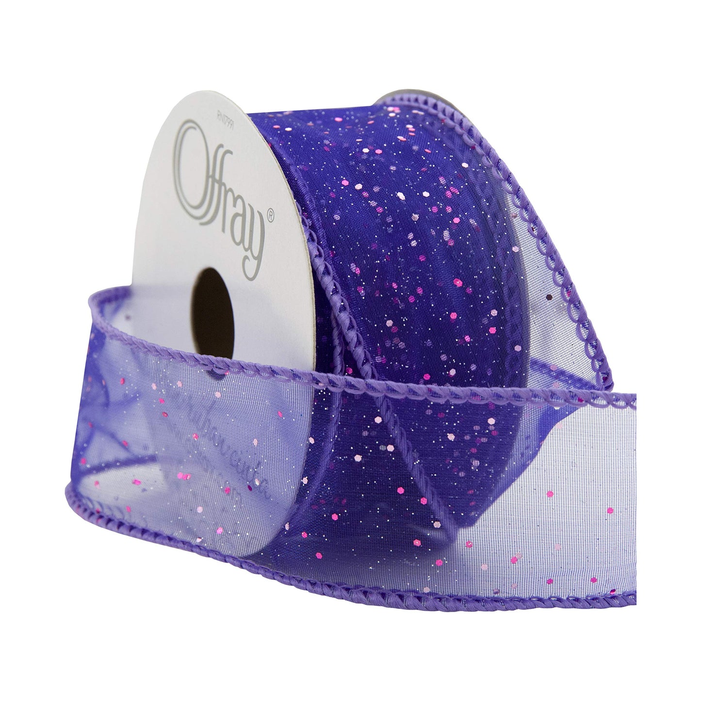 Offray Wired Edge Cosmic Glitz Craft Ribbon, 1 1/2-Inch x 9-Feet, Grape