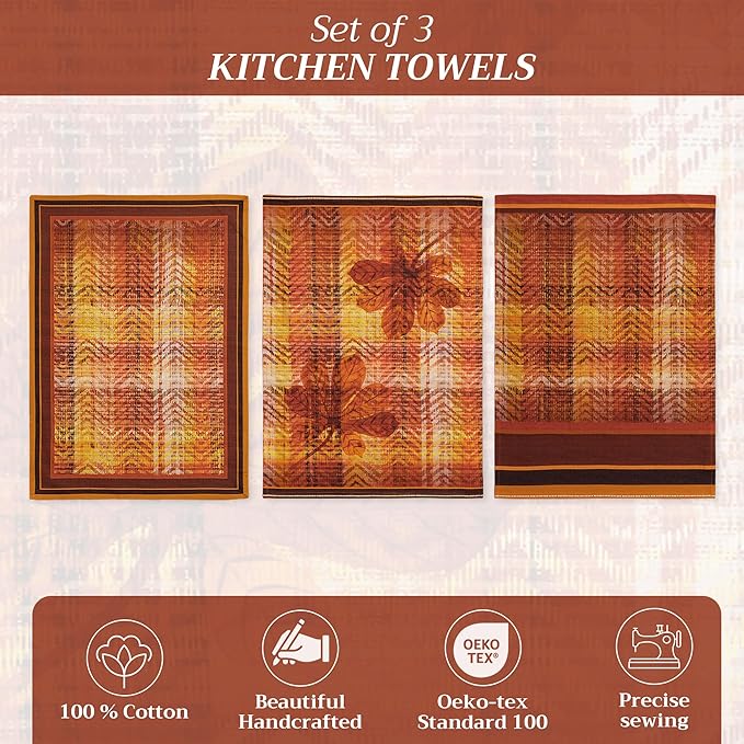 Maison d' Hermine Kitchen Towels Set of 3 100% Cotton 20" x 27.5" Reusable