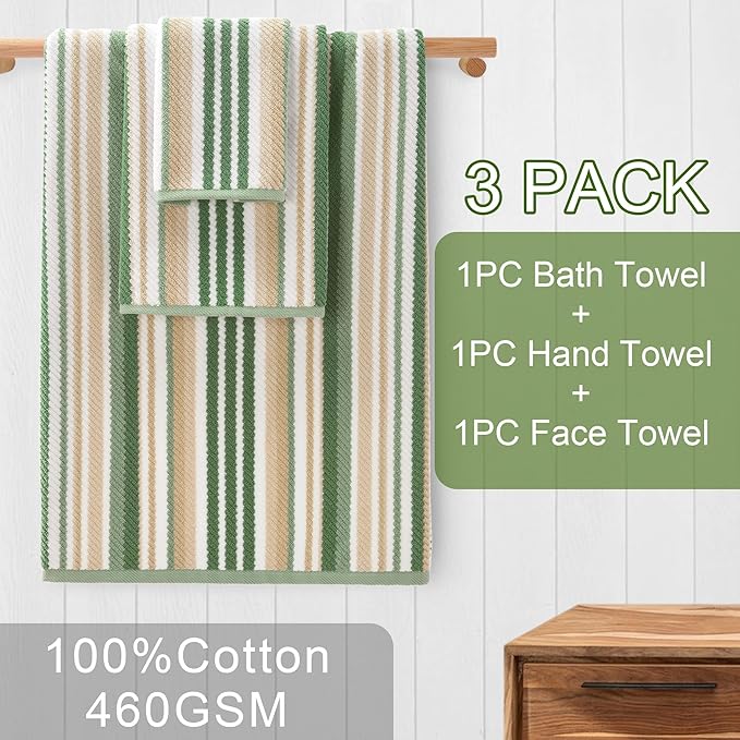 Green Striped Towels