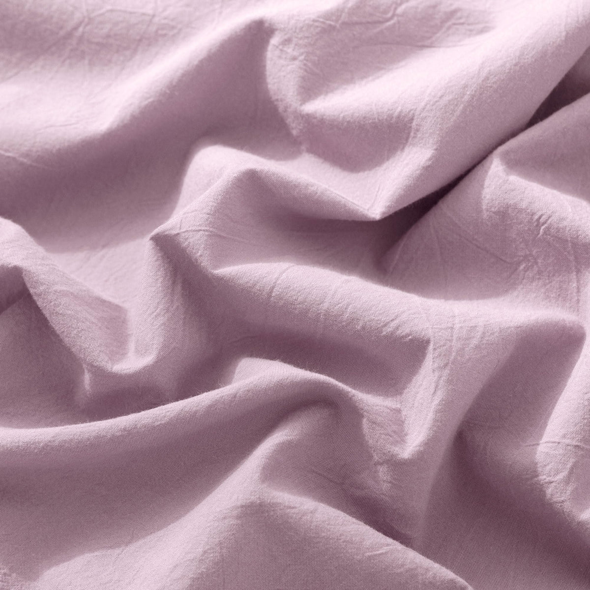 MooMee Fitted Bottom Sheet Only 100% Washed Cotton Linen Like Textured Breathable Durable Soft Comfy Deep Pocket Fits Mattress up to 17" (Light Purple, Queen)