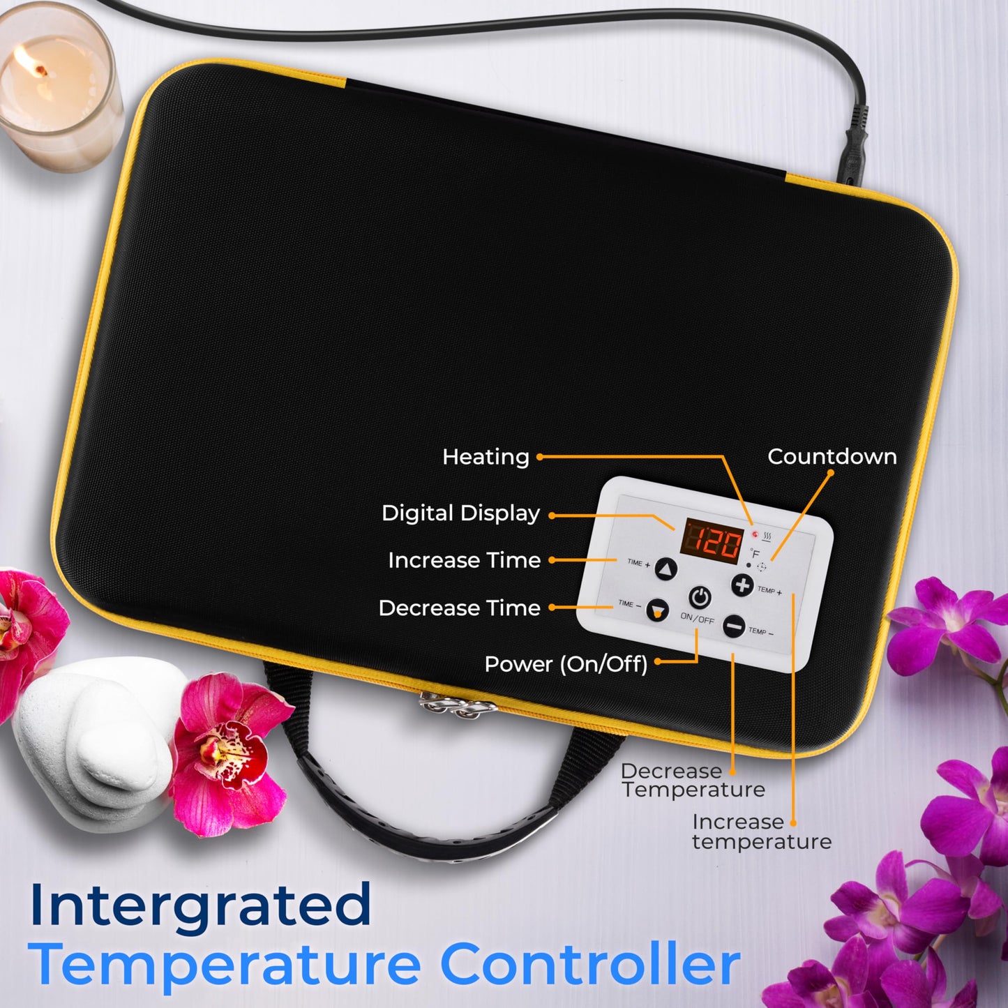 SereneLife Massage Stone and Heating Bag Set - Electric Spa Portable Heated 12 Rocks Massage Stones and Warmer Set, Heat Rock Massaging Kit 6 Large and 6 Small Black Basalt Kit