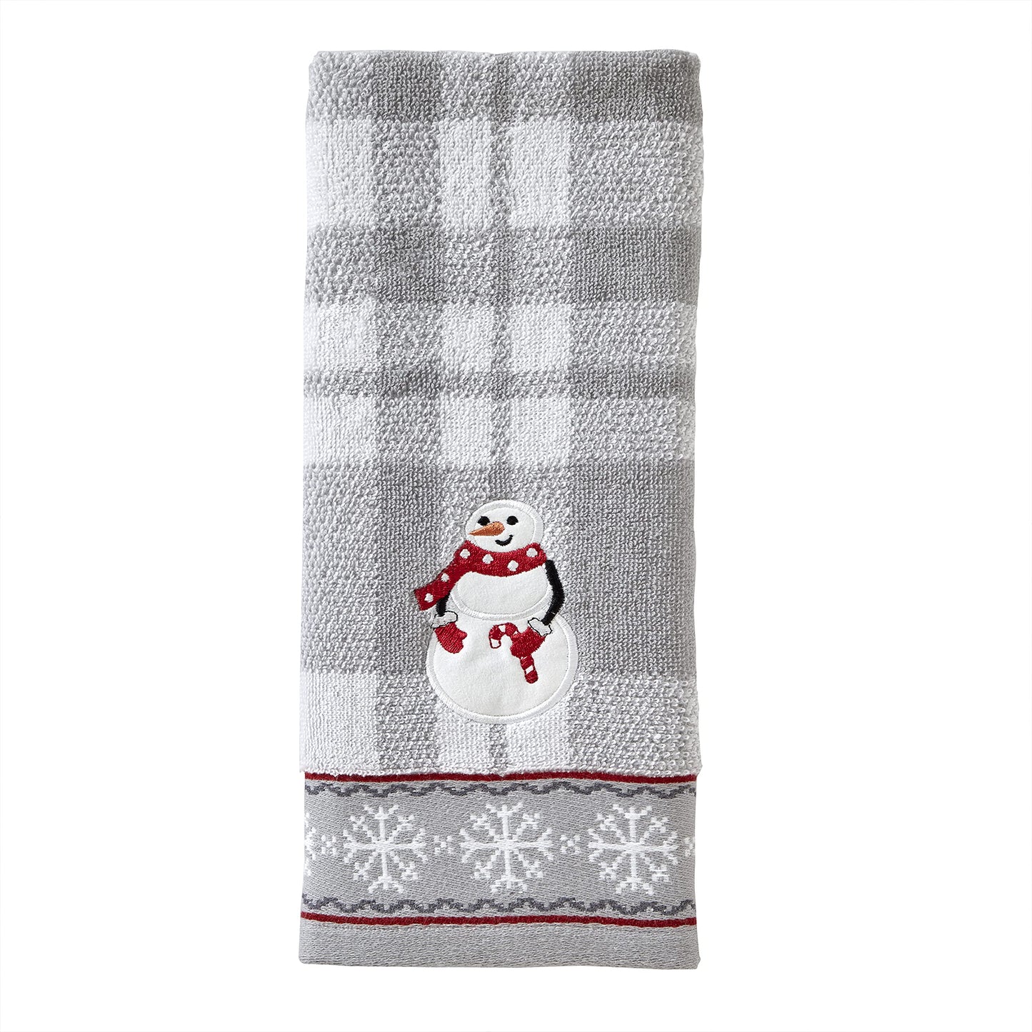 SKL Home Christmas/Winter Whistler Snowman Hand Towel 2pc Set for Bath/Kitchen/Bar & Gift, Gray