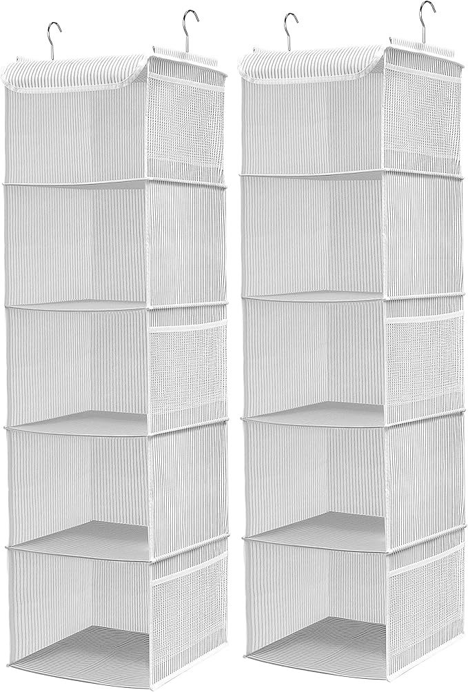 5 Shelves Hanging Closet Organizer, 2 Pack Hanging Storage