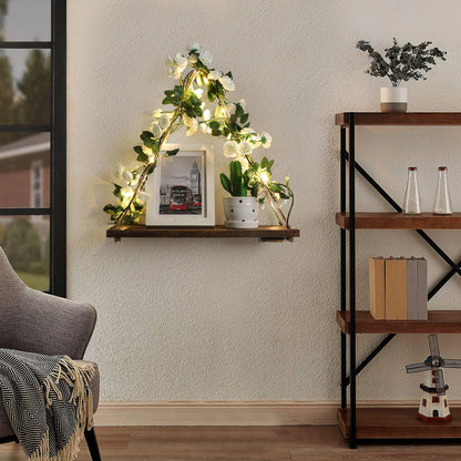 Forest Angle Shelf for Wall,Floating Shelves,Floating Shelves for Wall No Drilling,Adhesive Shelves,Command Strip Shelf,Room Decor Aesthetic,Plant Shelf Wall,Whimsical Decor,2-Piece Set(White Flower)
