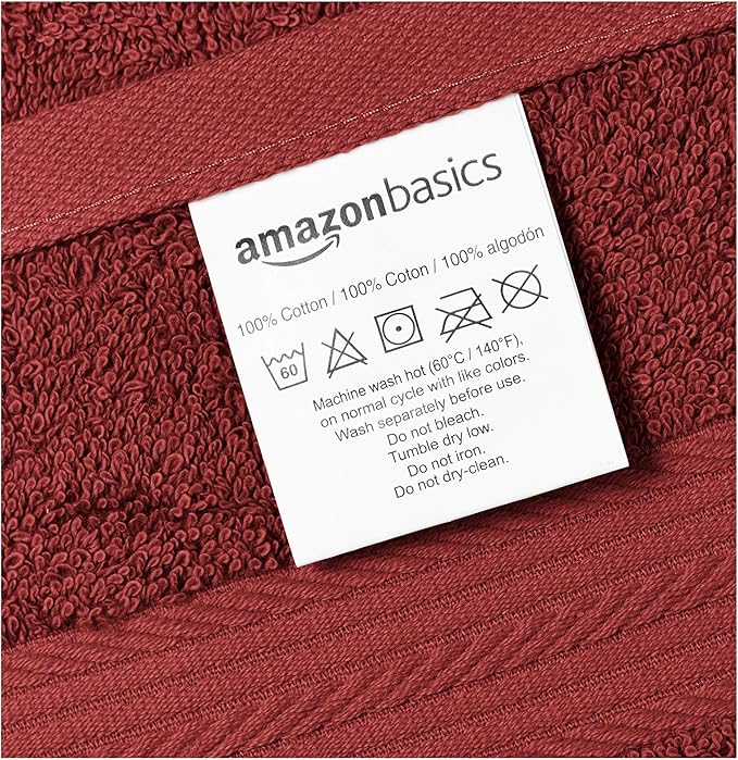 Amazon Basics 6-Piece Fade-Resistant 100% Cotton Hand Towels