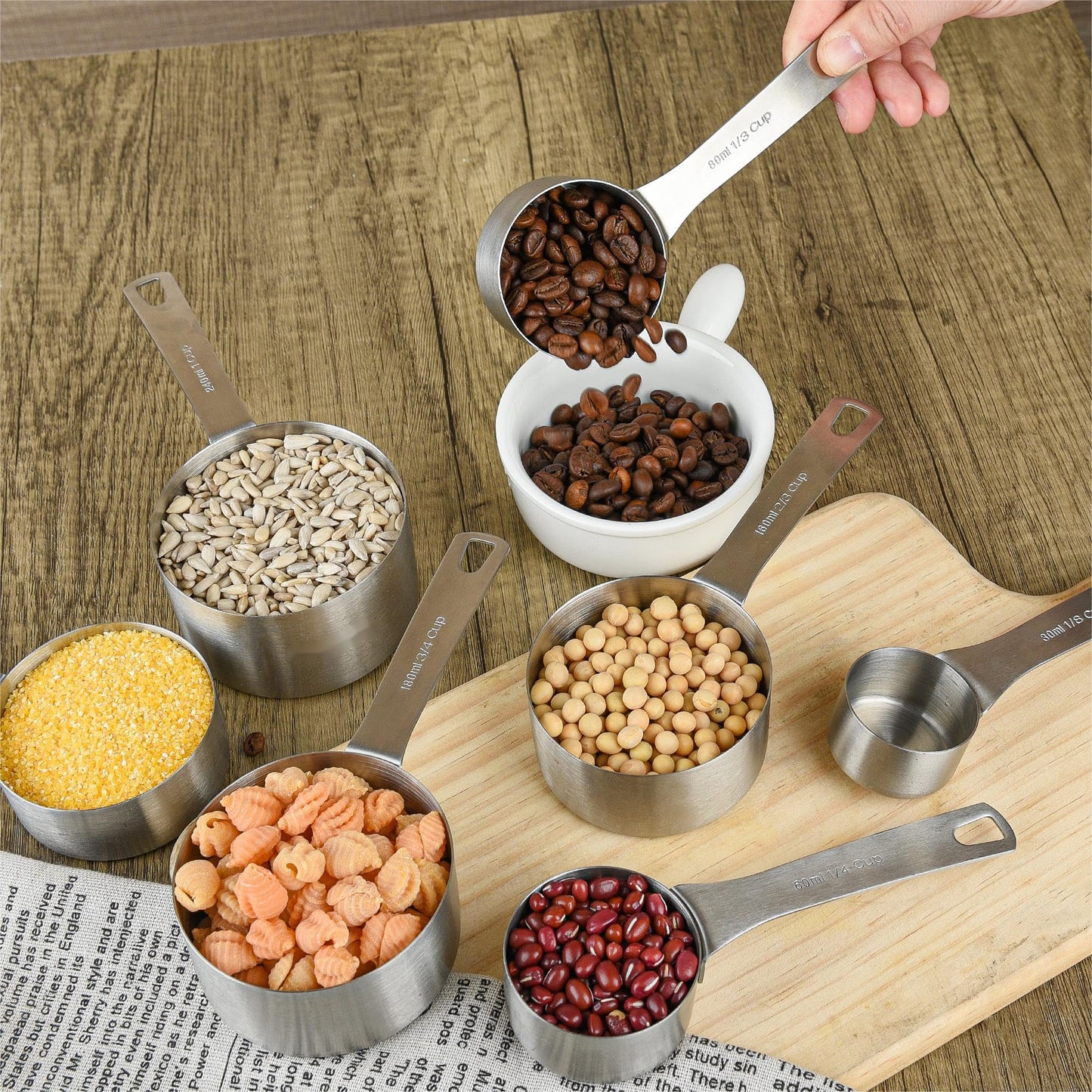 Measuring Cups and Spoons Set, Stainless Steel Measuring Cups Spoons Complete Set of 19pcs Professional Measurer Scoops Ingredients Liquid or Dry Heavy Duty Solid Measurment Cup