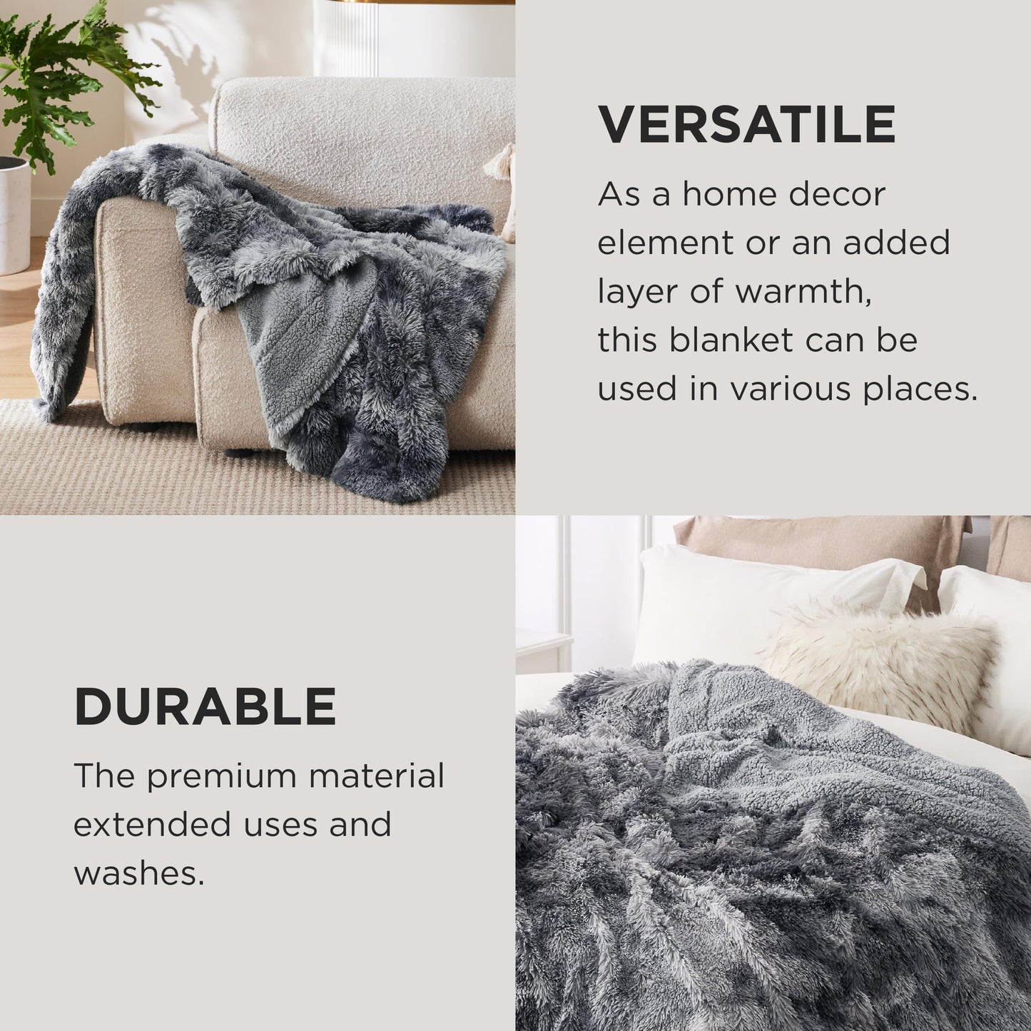 Bedsure GentleSoft Fluffy Fuzzy Faux Fur Throw Blanket for Couch, Soft Sherpa Fleece Cozy Gifts for Women, Plush Bed Blanket Room Decor for Men, Thick Warm Minky Teen Gifts Winter Bedding