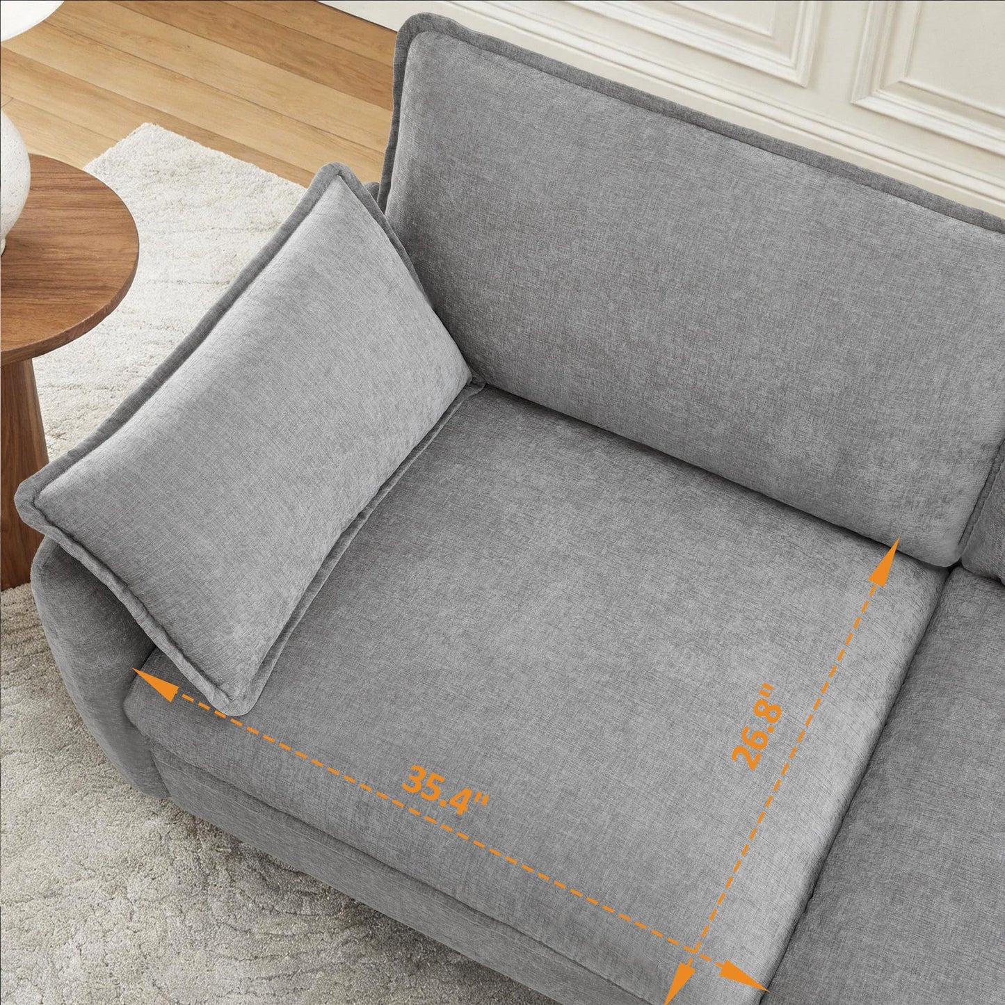 MCombo 117" Oversized Cloud Sectional Couch, Sectional Sofa with FSC Certified, L Shaped Couch with Ottoman for Living Room, Chenille S0701 (Grey)