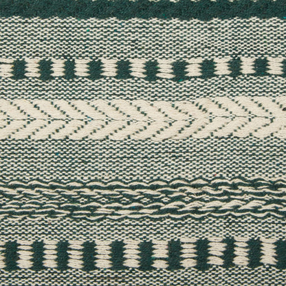 DII Farmhouse Braided Stripe Table Runner Collection, 15x108 (15x113, Fringe Included), Dark Green