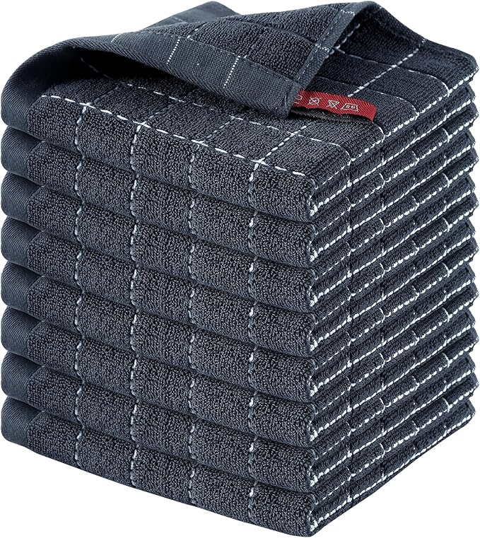 Homaxy 100% Cotton Terry Kitchen Dish Cloths, Ultra Soft and Absorbent Dish