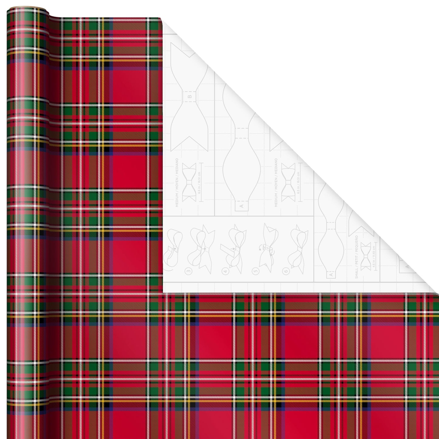 Hallmark Christmas Wrapping Paper Rolls, Holiday Plaid (3-Pack: 120 Sq. Ft. Ttl) Red Toile, Black Buffalo Check, Plaid for Christmas, Birthdays, Weddings, Crafts