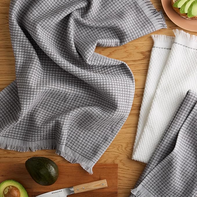 KitchenAid Gourmet Series Gridlines Kitchen Towels 3-Pack Set, 100% Cotton