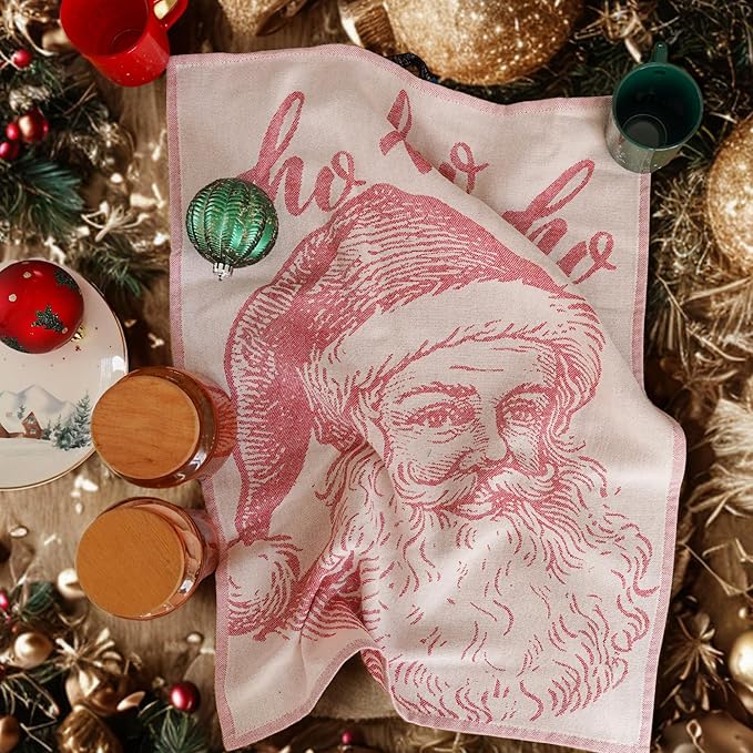 sea me at home Christmas Tea Towel Set of 4-100% Cotton Jacquard Kitchen Towels