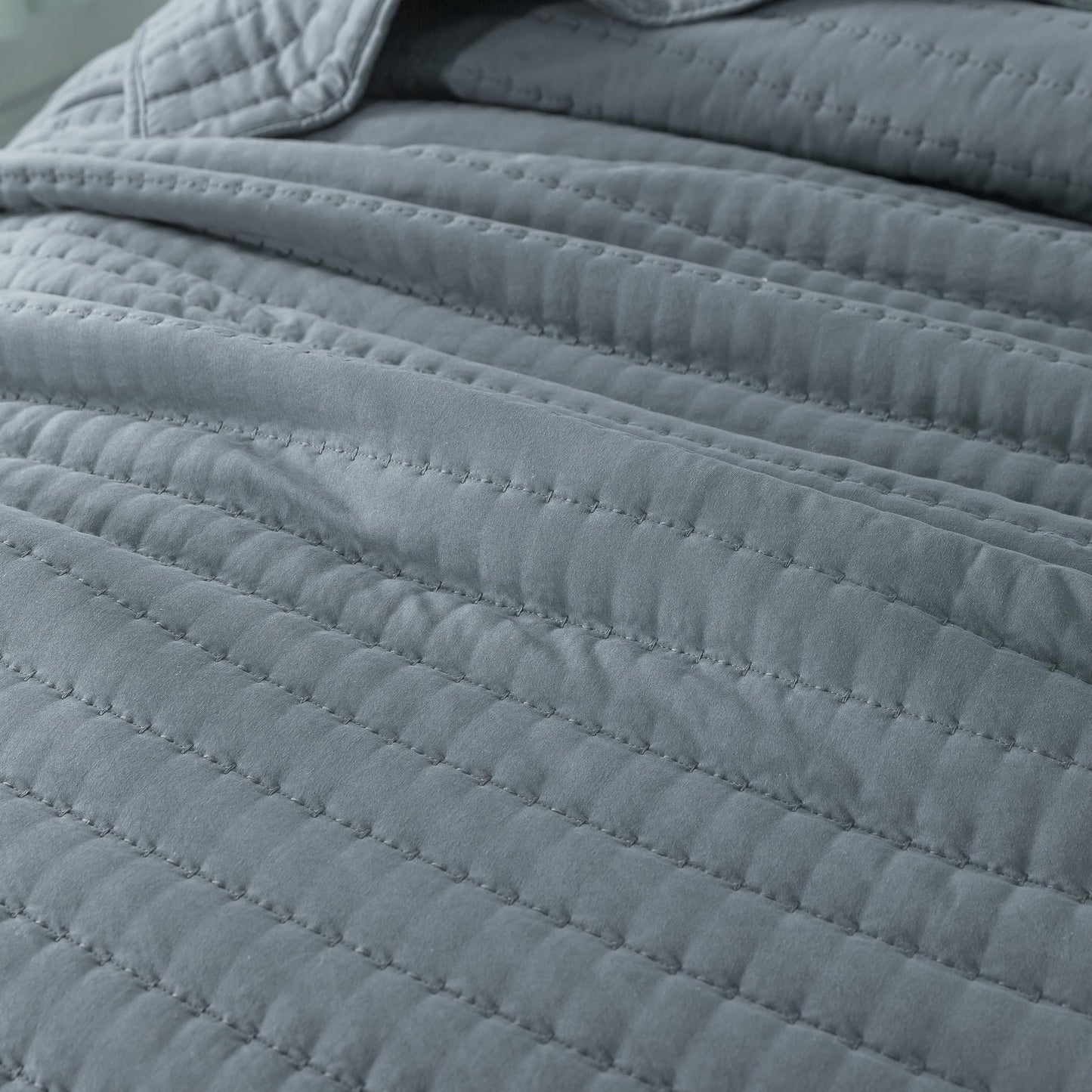 ROARINGWILD Blue King Size Quilt Bedding Sets with 2 Pillow Shams, Lightweight Soft Bedspread Coverlet, Quilted Blanket Thin Comforter Bed Cover for All Season, 3 Pieces, 104x90 inches