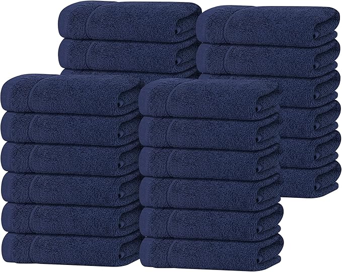 Tens Towels Pack of 24 Washcloths, 12 x 12 Inches, Lighter Weight, Quick to Dry