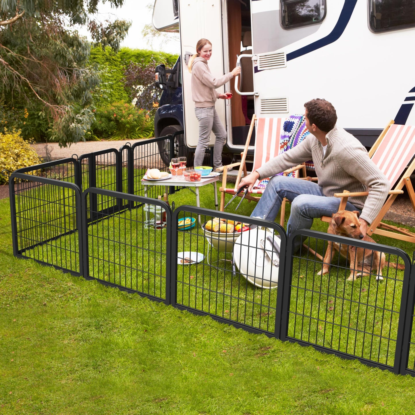 Yaheetech Lightweight Dog Playpen, 6 Panel 60cm Dog Fence Pet Exercise Pen Portable Puppy Play Pen Suitable for RV/Camping