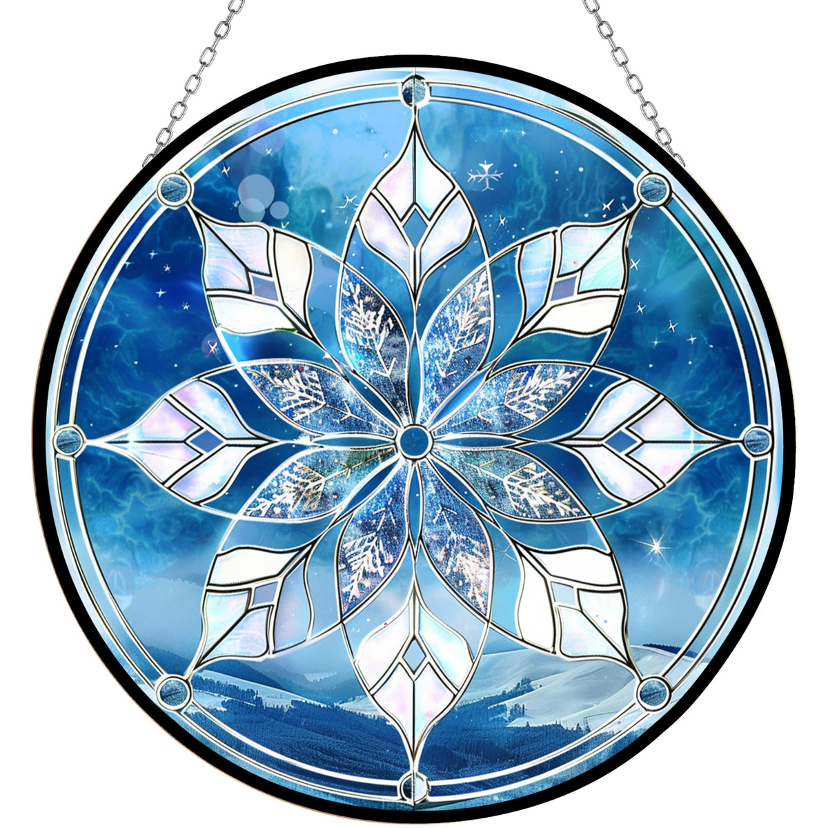 HYPESTYLE Christmas Snowflake Suncatcher Stained Glass Window Hanging by Clare Donovans Sun Catchers Colorful Ornament Gifts for Women Mom Wife Christmas Halloween Housewarming