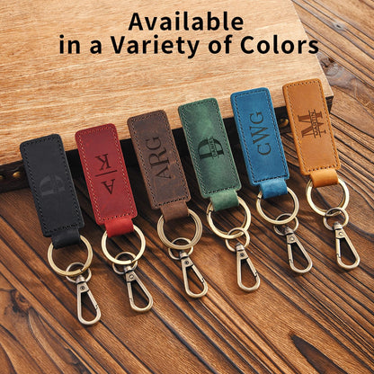 Onedor Custom Keychain, Personalized keychains, Genuine Leather Key Chain Holder Engrave Name Text, Customized Gifts for Men Boyfriend Lovers