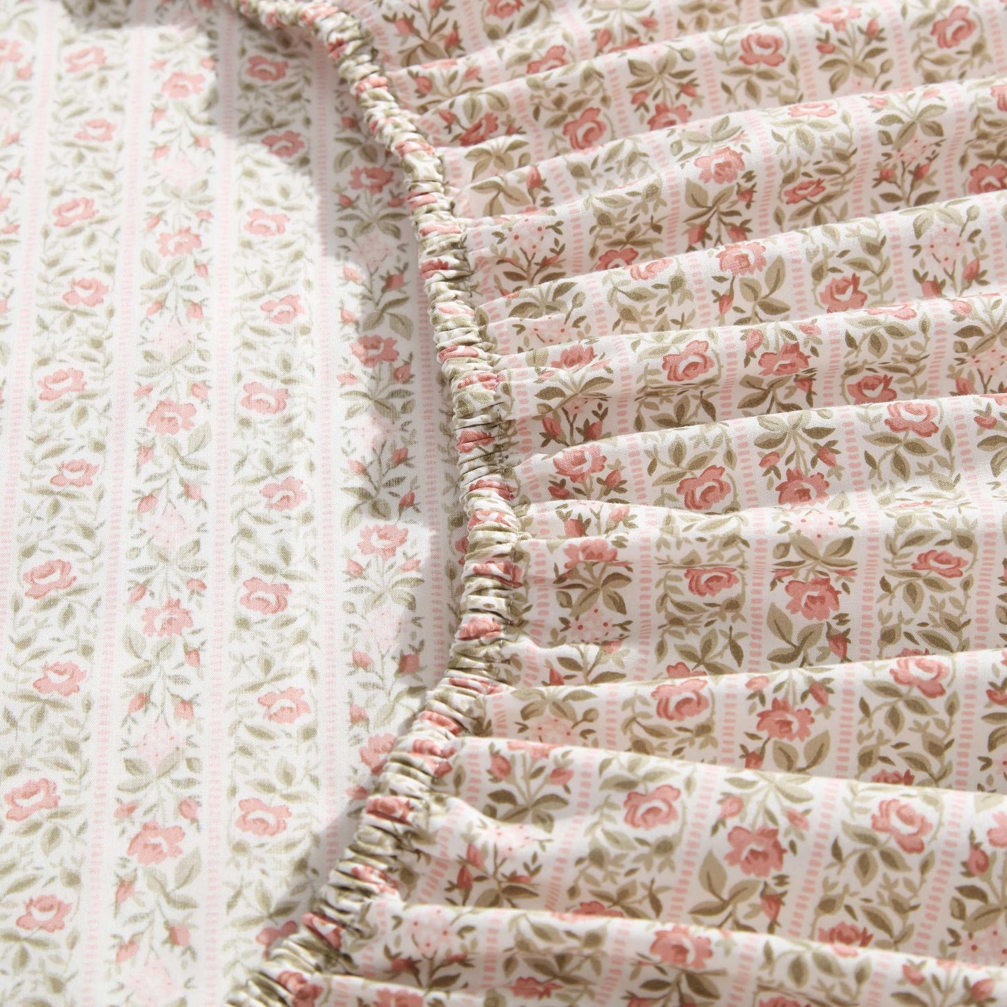 Laura Ashley – Twin Size Sheet Set, Crisp & Lightweight Cotton Percale Bedding with Fitted Sheet and Pillowcase, Floral Room Decor, Deep Pocket, College Dorm Room Essentials (Marta Stripe Dark Pink)