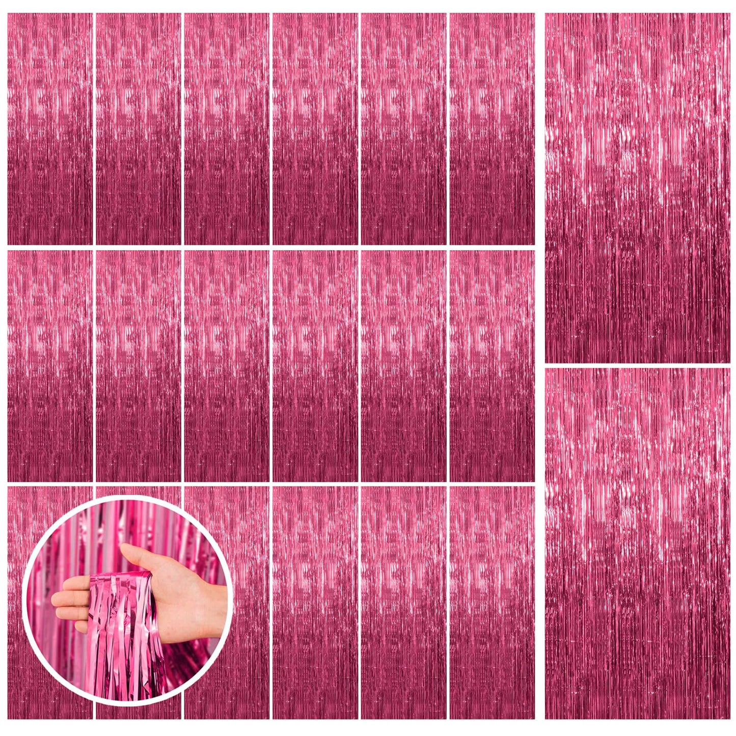 2 Pack Pink Backdrop Party Decorations Tinsel Curtain Party Backdrop Foil Fringe Birthday Decorations Photo Booth Streamer Backdrop Pink Theme Bachelorette Graduation Decor