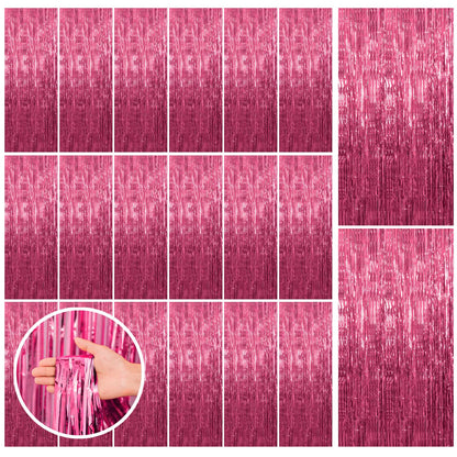 2 Pack Pink Backdrop Party Decorations Tinsel Curtain Party Backdrop Foil Fringe Birthday Decorations Photo Booth Streamer Backdrop Pink Theme Bachelorette Graduation Decor