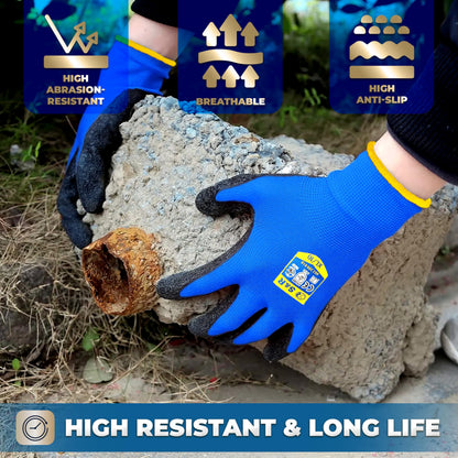 S&R Work Gloves – 12 Pairs, Size XL/10, Latex-Coated Nylon Protective Gloves for Indoor & Outdoor Use