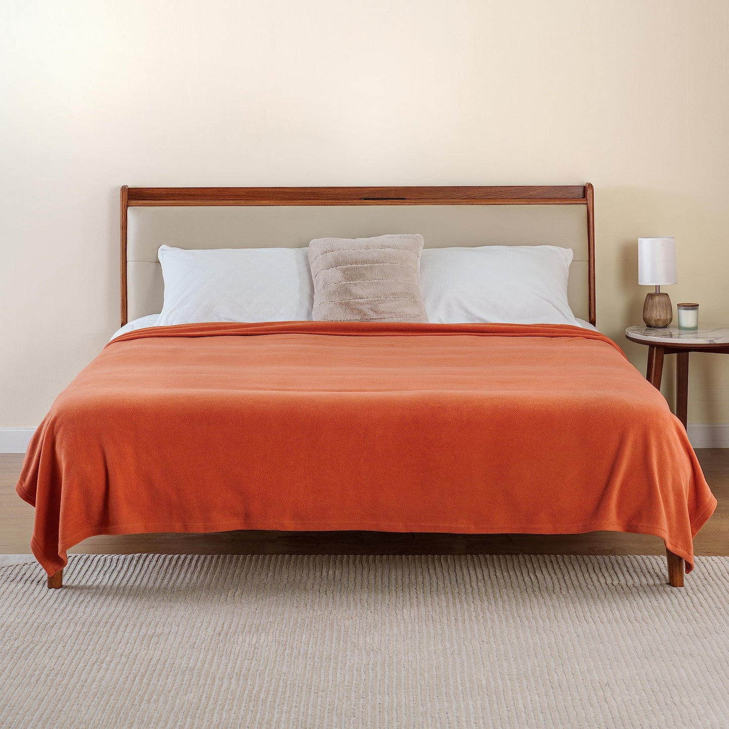 Berkshire Blanket Microfleece Twin Size Bed Blanket Amberglow Orange, Lightweight Soft Breathable Plush Micro Fleece Blanket for Bed Couch Sofa, 60x92 Inches