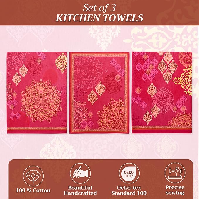 Maison d' Hermine Kitchen Towels Set of 3 100% Cotton 20" x 27.5" Reusable