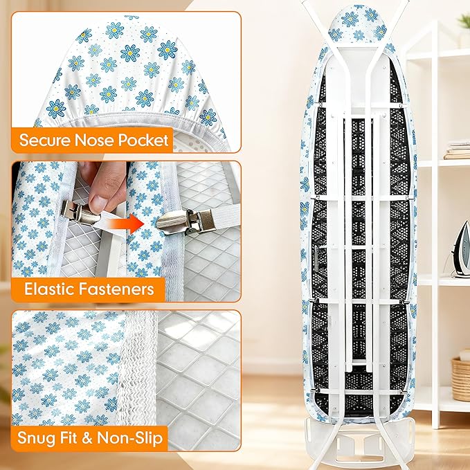 Ironing Board Cover and Pad, 21x54 Extra Large Thick Iron Padding, Scorch &