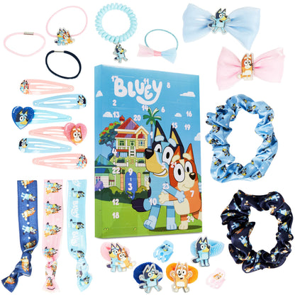 Bluey Hair Accessories Advent Calendar 2025 for Girls Christmas Countdown with 24 Hair Clips Bows Scrunchies Ties Claw Clips, Holiday Gifts for Girls