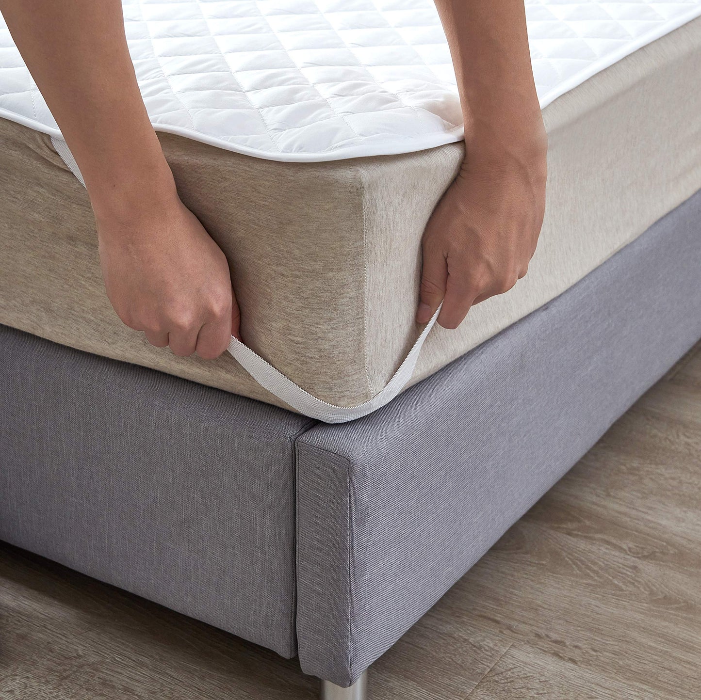 Elif King Size Mattress Protector, Waterproof, Quilted Cover Pad with Elastic Band Straps for Kids, Soft&Comfortable, Breathable, Vinyl Free (King)