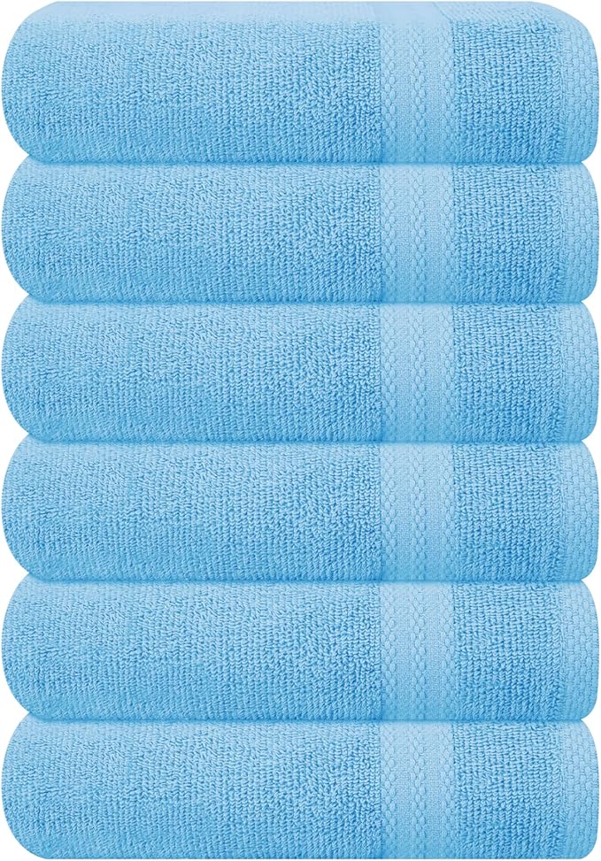 GLAMBURG Ultra Soft 6-Piece Hand Towel Set 16x28-100% Ringspun Cotton