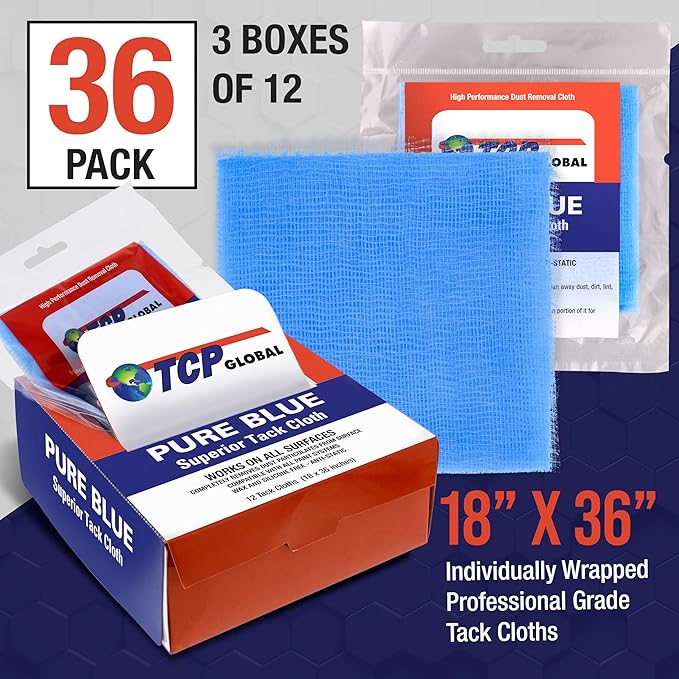 TCP Global - Pure Blue Superior Tack Cloths - Tack Rags - Automotive Car