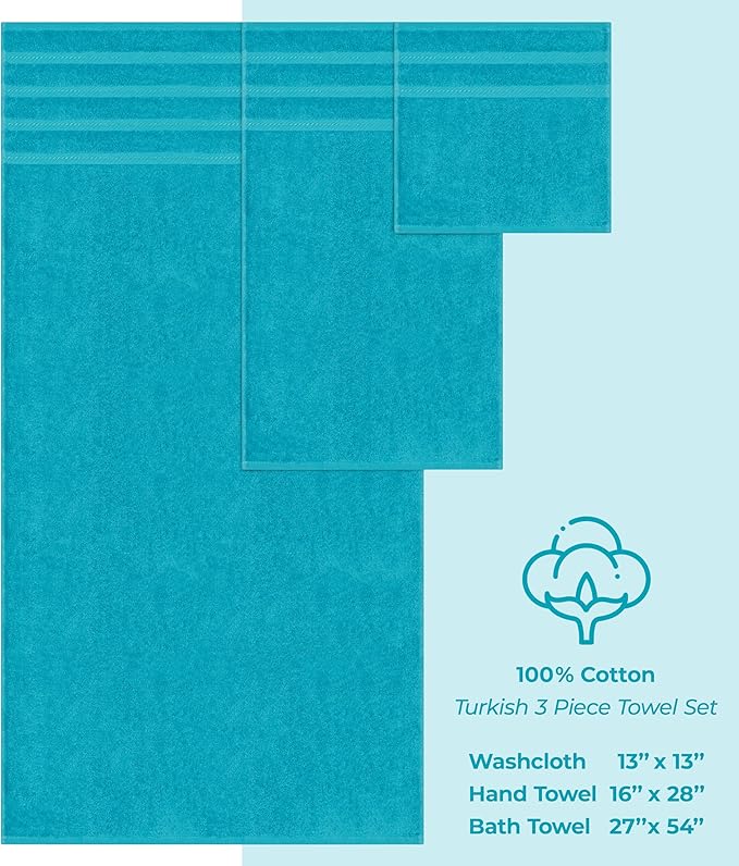 American Soft Linen Premium 3 Piece Towel Set, 1 Bath Towel 1 Hand Towel 1