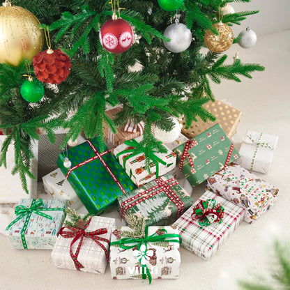 MEEDEE 3/8 inch 100 Yards Assorted Christmas Ribbon - Pack of 20 in Red, Green & White - Mix Grosgrain & Double Face Satin Ribbon for Holiday Décor, Gift Wrapping, Xmas Wreath Bow or Crafting Project
