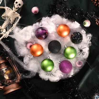 Valery Madelyn Christmas Tree Decorations Ornament Set for Fall Halloween, 50ct 2 Inches Orange Purple Black Shatterproof Christmas Ball Ornaments Hanging Xmas Holiday Party Decor